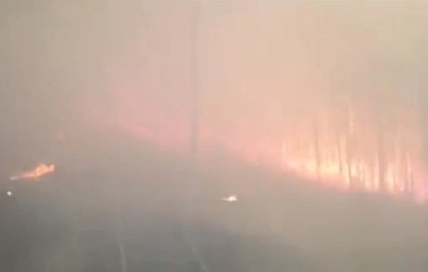Российский поезд промчался сквозь лесной пожар