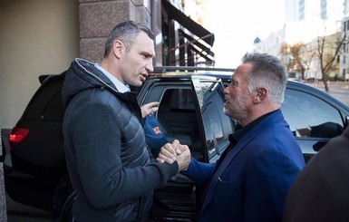 Шварценеггер посетил украинскую столицу и встретился с мэром Киева Виталием Кличко