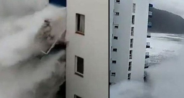 Огромные волны разрушили балконы в домах на острове Тенерифе