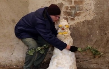 В Харьковском зоопарке животных накормили снеговиками