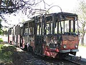 В Евпатории сгорел трамвай на маршруте [ФОТО] 