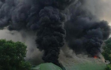 Под Киевом горят склады: дым от пожара застилает весь горизонт