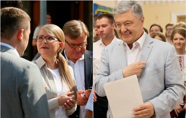 Порошенко с детьми, а Тимошенко в наряде с предвыборного плаката. Как голосовали первые номера партий