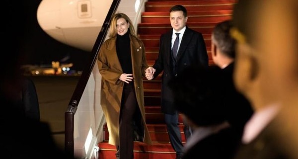 Елена Зеленская -  в модном коричневом пальто, президент - в черном: глава государства прилетел в Баку