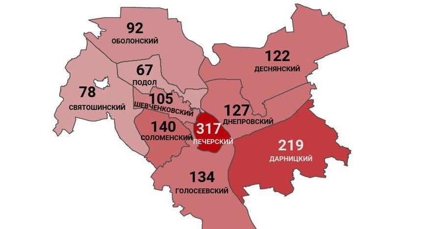 Коронавирус в Киеве по районам: заражены 1401 человек