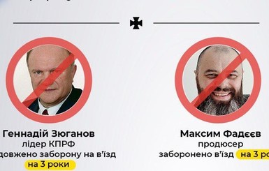 Коммунисту Зюганову и продюсеру Фадееву запретили въезд в Украину