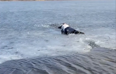В Киеве прохожий спас девушку, провалившуюся под лед на Днепре
