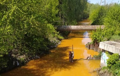 В Киеве специалисты пытаются выяснить, что окрасило реку Лыбидь в желтый цвет