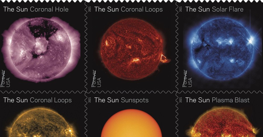 В США продают почтовые марки с изображениями Солнца от NASA