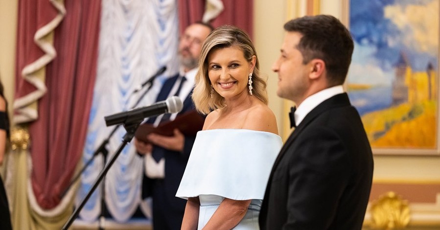 Елена Зеленская для церемонии в Мариинском дворце выбрала платье Litkovskaya