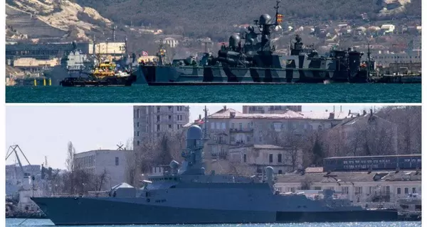 Ще один крок до піратства: російські окупанти зафарбовують назви своїх бойових кораблів