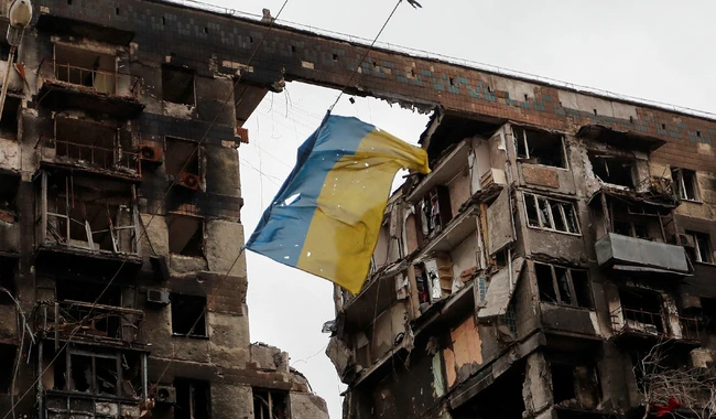 Флаг Украины в Мариуполе