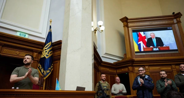 Борис Джонсон виступив у Раді з відеозв'язку, а Володимир Зеленський – особисто