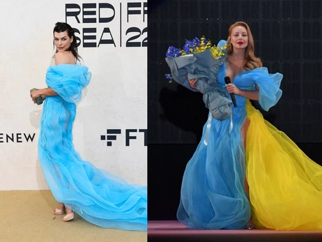 Битва платьев: Милла Йовович и Тина Кароль в нарядах от Lever Couture