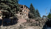 Разрушенное здание колледжа Харьковского Национального университета городского хозяйства
