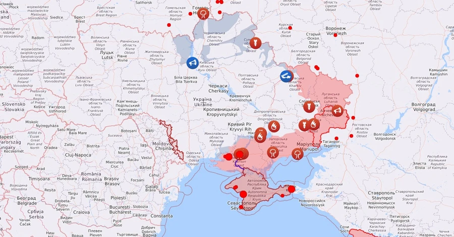 Карта бойових дій в Україні: 14.08.2022