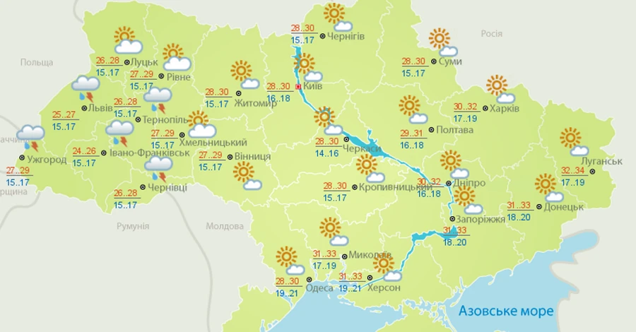 Прогноз погоди в Україні: настає спека до +33