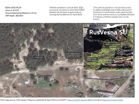 В Госдепе показали российские экскаваторы у массового захоронения в Изюме