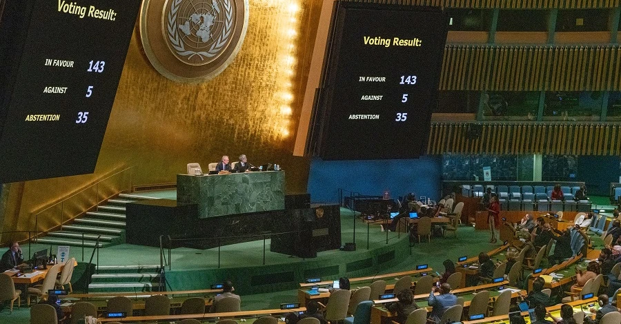 П'ять країн-членів ООН голосували проти засудження анексії українських територій Росією