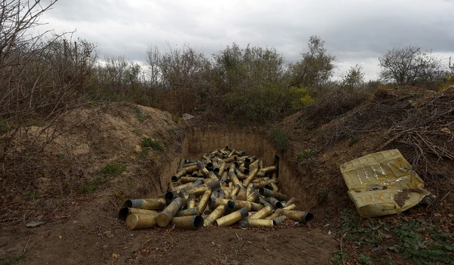 Использованные российские артиллерийские снаряды в Чернобаевке