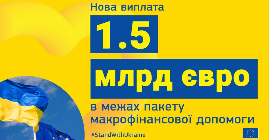 Україна отримала від ЄС шостий транш на 2023 рік у 1,5 млрд євро