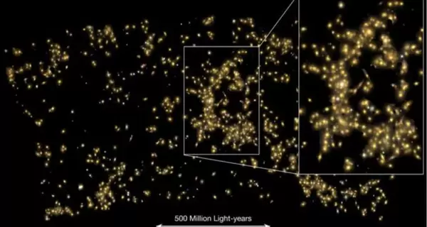 Астрономы обнаружили сверхскопление галактик с общей массой, превышающей 26 квадриллионов Солнц