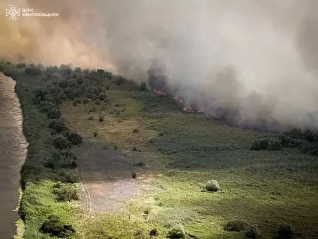 На Миколаївщині горить Андріївське урочище, вогонь зачепив житлові будинки