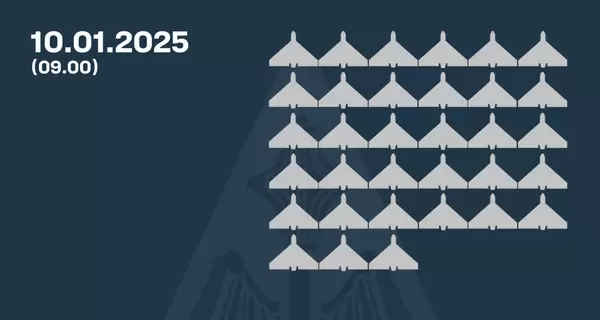 Россия ночью атаковала 72 дронами, силы ПВО сбили 33, есть пять попаданий