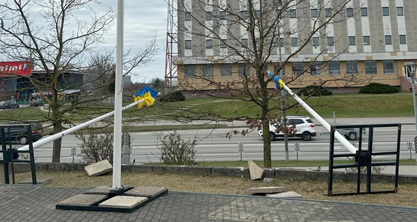 В Литве вандалы сломали флагштоки с флагами Украины