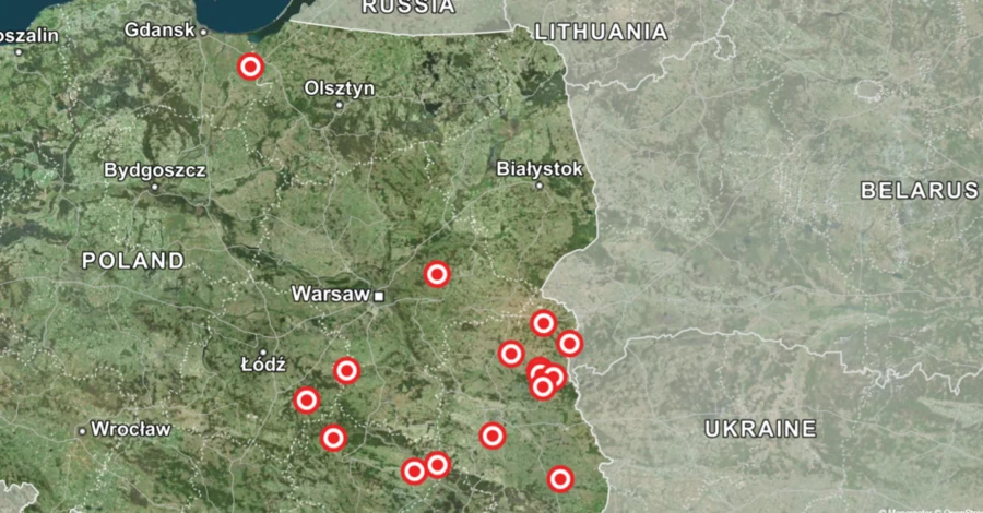 У Польщі виявили уламки вже 16 російських безпілотників і однієї ракети