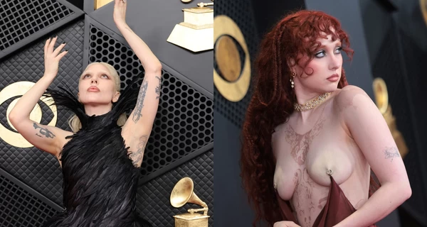 Красная дорожка Grammy: Леди Гага в перьях и скандальное платье Chappell Roan 
