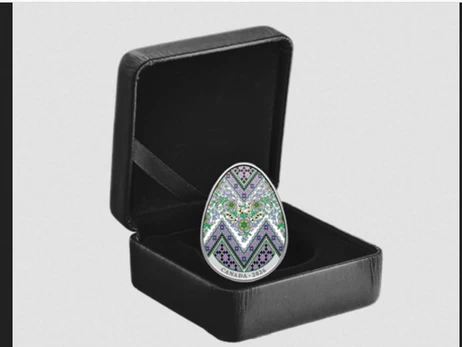 Канада выпустила коллекционную серебряную монету в форме украинской писанки