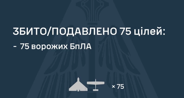 Силы ПВО в течение дня сбили 75 из 84 российских дронов