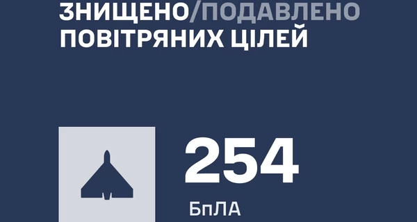 Силы ПВО в течение дня сбили 254 беспилотника, но атака продолжается, – Воздушные силы
