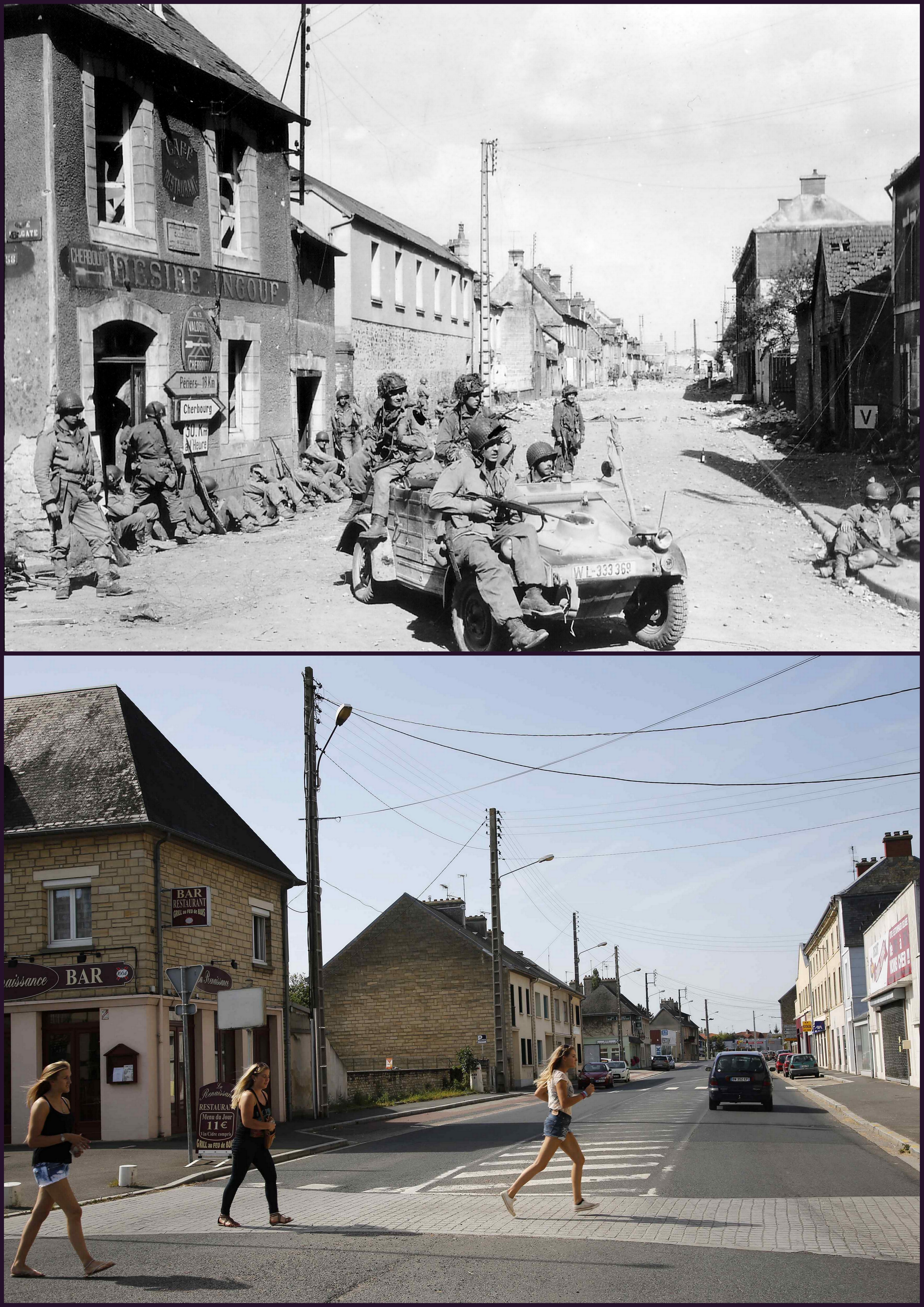 Тогда мест. Нормандия 1944 и сейчас. Высадка в Нормандии тогда и сейчас. Место высадки в Нормандии сейчас. Нормандия после войны.