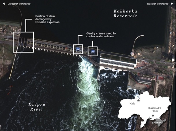 Росіяни осушують Каховське водосховище: супутникові знімки це підтвердили фото 2
