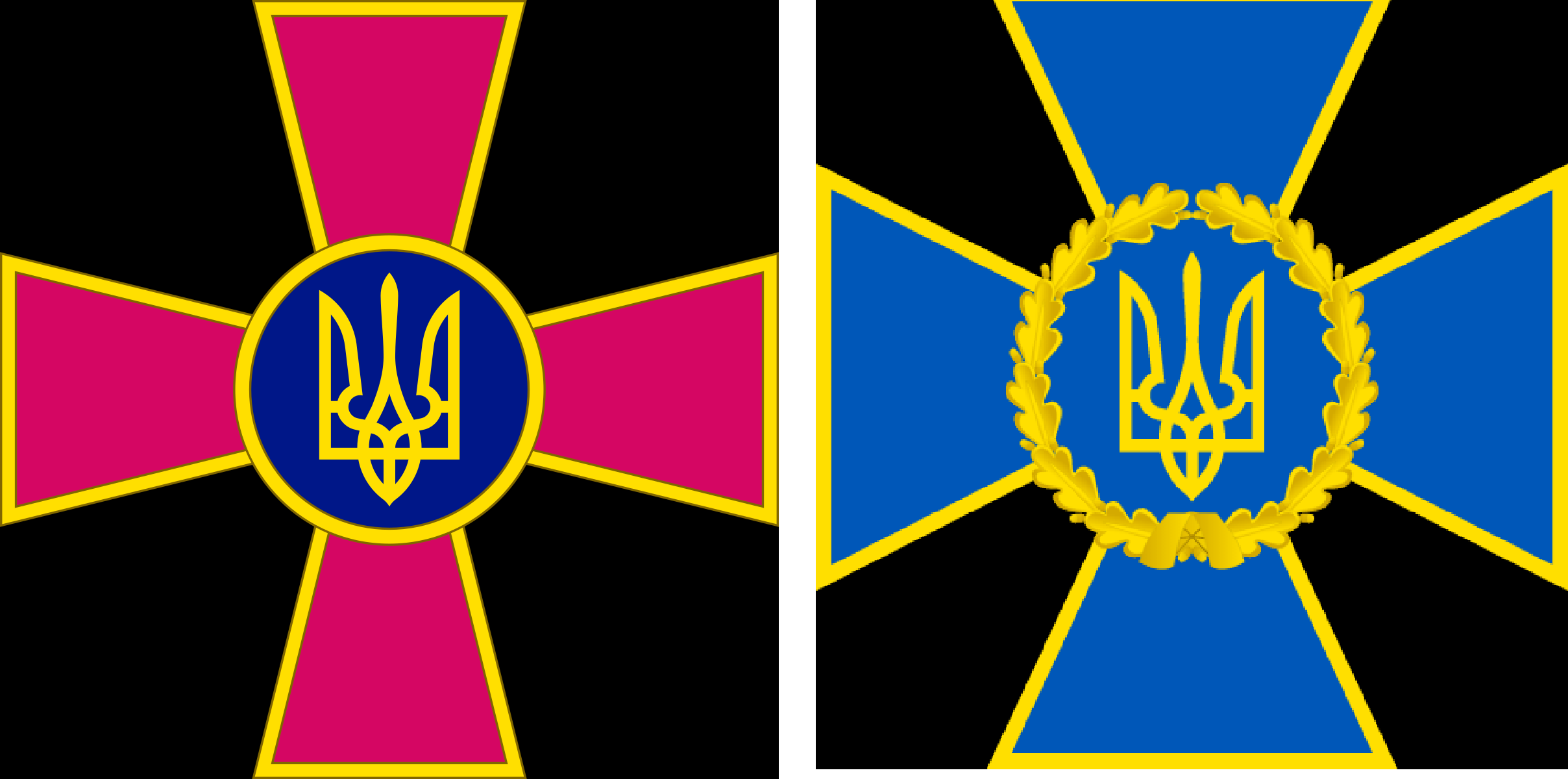 Козацький хрест на емблемах ЗСУ та СБУ. Зображення: Вікіпедія