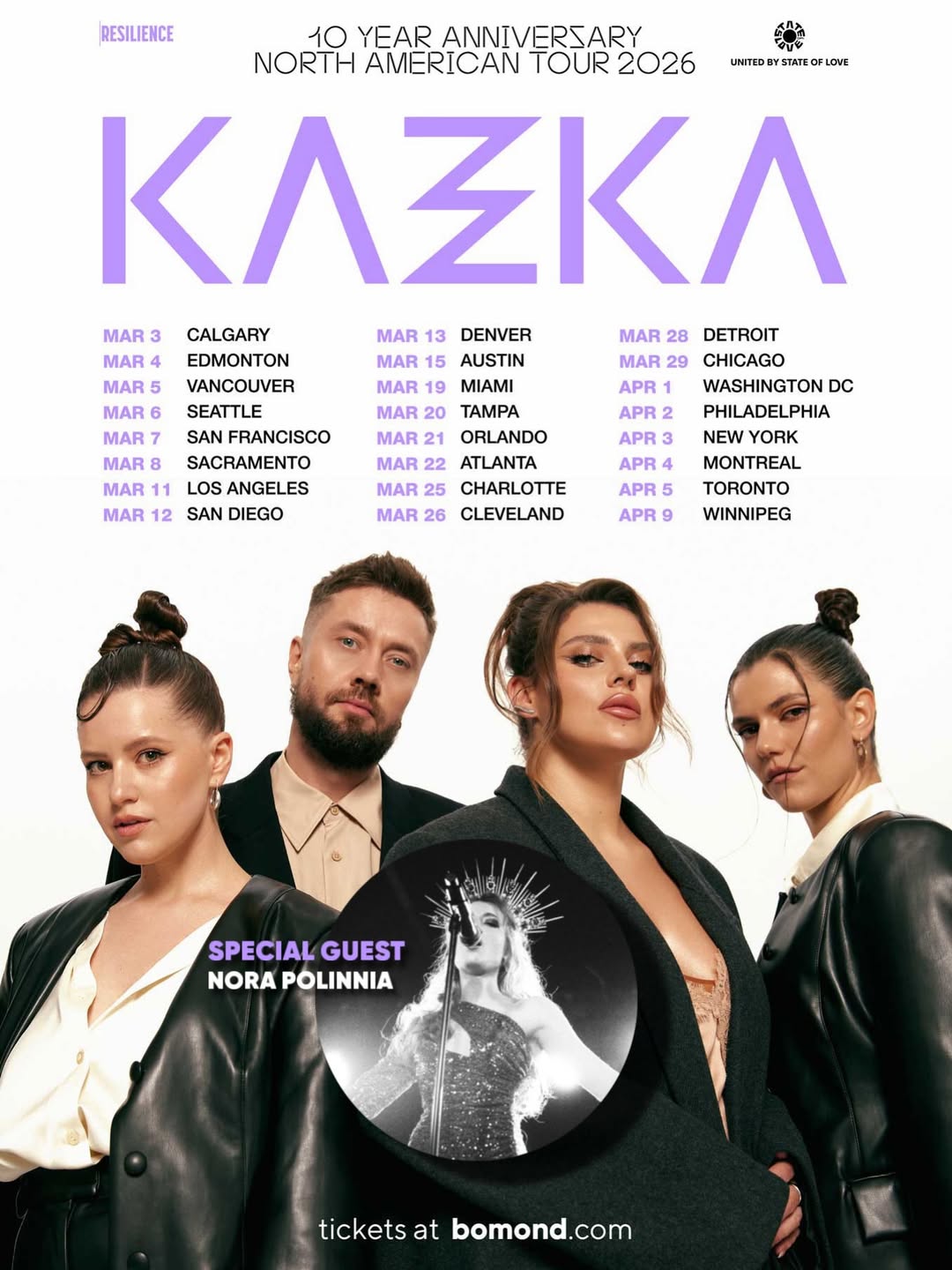 Большие весенние гастроли: KAZKA празднует 10-летие в Америке, а Курган и Agregat везут 