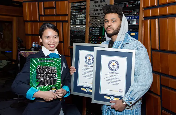 У 2016 році The Weeknd двічі був відзначений у Книзі рекордів Гіннесса Фото: guinnessworldrecords.com