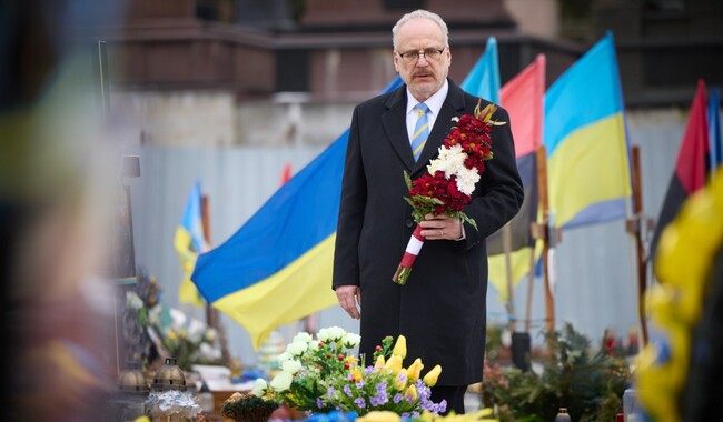 Егілс Левітс втретє від початку повномасштабного вторгнення відвідав Україну. Фото: Офіс президента