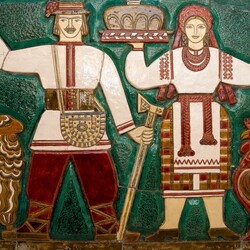 Панно “Щаслива Україна” (1964) у фойє Національного музею декоративного мистецтва. Фото: facebook.com/DecArtMuseum