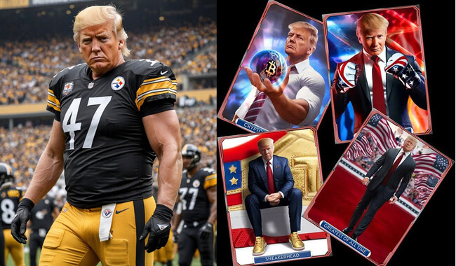 В пиксельных картинках Nft президент США представлен в разных образах  Фото: ФБ Дональд Трамп 