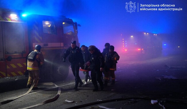 Удар по Запоріжжю ввечері 20 листопада. Фото:t.me/ivan_fedorov_zp