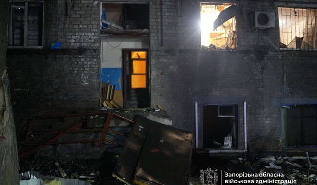 Російський удар по Запоріжжю у ніч на 26 листопада. Фото: t.me/ivan_fedorov_zp