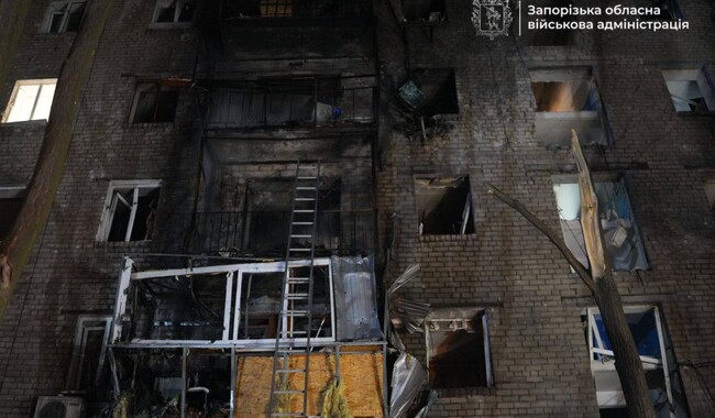 Російський удар по Запоріжжю у ніч на 26 листопада. Фото: t.me/ivan_fedorov_zp